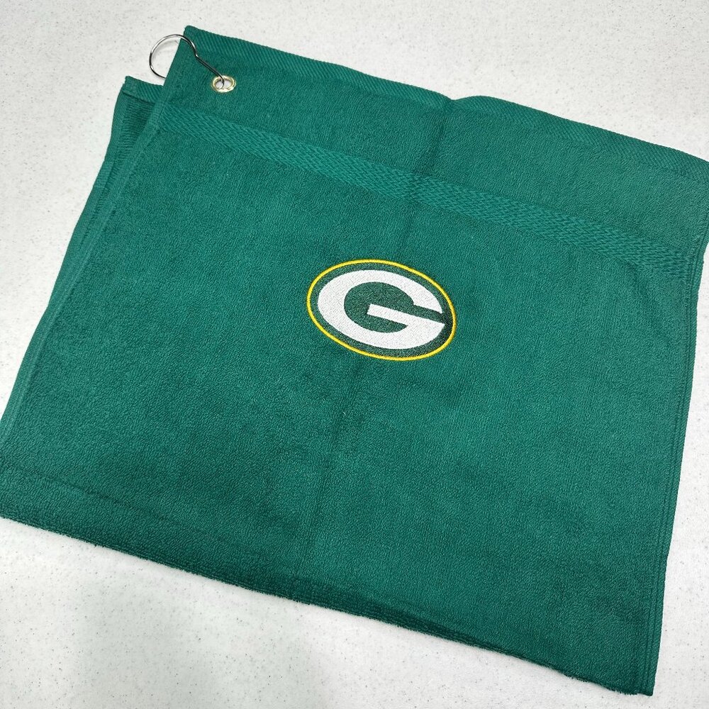 Green Bay Packers Golf Towel Embroidered Hand Towel Green Gold Sports Football